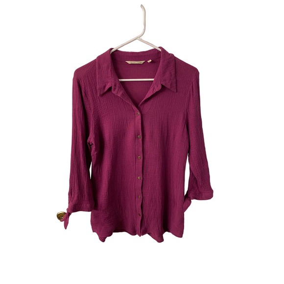 Soft Surroundings Marianna Purple Button Up Top Size Medium - Picture 1 of 5